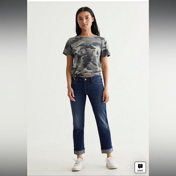 NWT- Lucky Brand- Women’s Camo Crew Neck Essential Brunout Soft Grey Tee, Medium - Picture 6 of 11